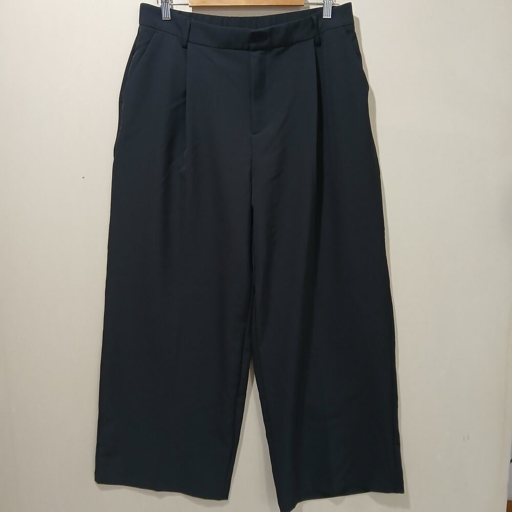 Halara Pants XL Womens Black Wide Leg Pleated High Waisted Stretch Pockets